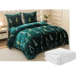 Sada 2ks mikroplyšového povlečení CHRISTMAS DRIFT zelené + prostěradlo mikroplyš SOFT 180x200 cm bílé, dvoulůžko