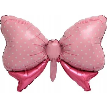 Balónek Velký fóliový balónek Růžová Mašle 80x48 narozeniny