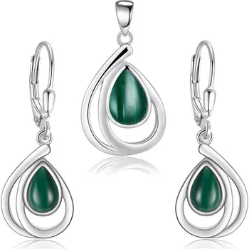 Souprava šperků 4U Stříbrná souprava šperků s přírodním malachitem