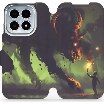 Pouzdro na mobilní telefon Flipové pouzdro Mobiwear - Xiaomi 17 - VA08P Příšera a kluk s pochodní (Knížkové flip pouzdro, obal, kryt na mobil Xiaomi 17 - VA08P Příšera a kluk s pochodní, materiál Umělá kůže + TPU - ochrana 360°, stojánek, silikonová vanička, magnetické zavírání)