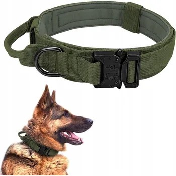 Obojek pro psa Taktický obojek Super Odolný Military Green s Uchem pro Kontrolu M