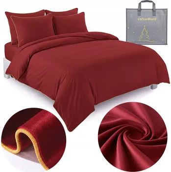 Povlečení POVLEČENÍ MIKROVLÁKNO VELUROVÉ PLYŠOVÉ S LEMEM 160x200 TEPLÉ MĚKKÉ ČERVENÉ