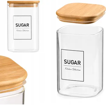 Dóza na potraviny SKLENĚNÁ DÓZA NA CUKR S VÍKEM 1,2 L PRO SKLADOVÁNÍ POTRAVIN