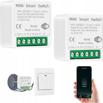 vypínač 2 KUSY WIFI RELÉ Spínač do krabičky Smart Life Ovládání světla 16A