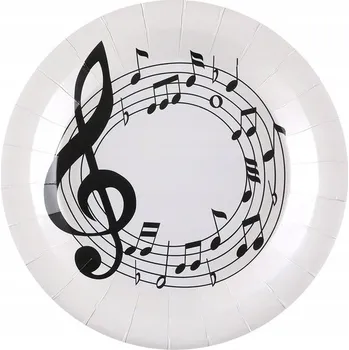 Party nádobí Papírové talířky Notová osnova 22,5 cm 10 ks