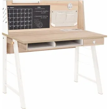 Psací stůl Malý studentský psací stůl s nástavcem Veronica - dub světlý/bílá