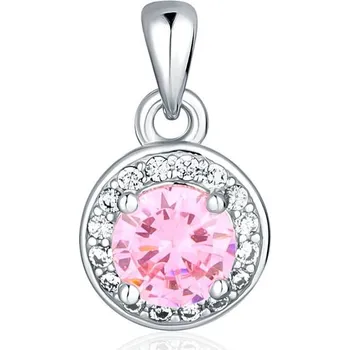 Přívěsek Stříbrný přívěsek JVD s růžovým a bílými zirkony