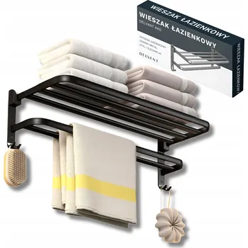 Věšák Černá tyč s háčky na lepidlo Delvant