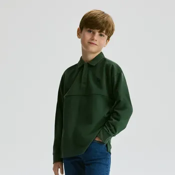 Chlapecké tričko Reserved - Bavlněné polo s dlouhými rukávy - tmavě zelená - 539HG-79X - 539HG-79X-134