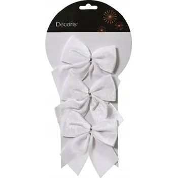 Vánoční dekorace Ozdobné mašle BÍLÉ sametové na vánoční stromeček DIY 10 cm 3 ks