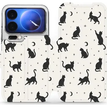 Pouzdro na mobilní telefon Flipové pouzdro Mobiwear - Xiaomi 17 Pro - V162S Noční kočičky (Knížkové flip pouzdro, obal, kryt na mobil Xiaomi 17 Pro - V162S Noční kočičky, materiál Umělá kůže + TPU - ochrana 360°, stojánek, silikonová vanička, magnetické zavírání)