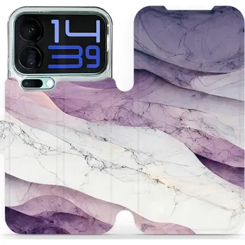 Pouzdro na mobilní telefon Flipové pouzdro Mobiwear - Xiaomi 17 Pro Max - VP31S Bílý a fialový mramor (Knížkové flip pouzdro, obal, kryt na mobil Xiaomi 17 Pro Max - VP31S Bílý a fialový mramor, materiál Umělá kůže + TPU - ochrana 360°, stojánek, silikonová vanička, magnetické)