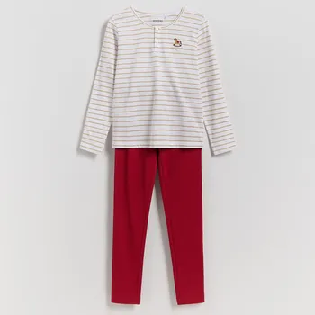 Dětská móda Reserved - Bavlněná pyžamová souprava s&nbsp;vánočním motivem - červená - 368CV-33X - 368CV-33X-U98