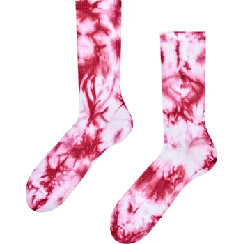 Dámské ponožky Bordové batikované ponožky z žebrovaného úpletu