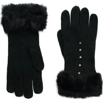 Rukavice Vlněné rukavičky s kožíškem černé