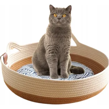 Pelíšek pro psa KOČIČÍ PELECH PRO KOČKY PROUTĚNÝ PELÍŠEK + PODLOŽKA MĚKKÝ POTAH SIEMIEC