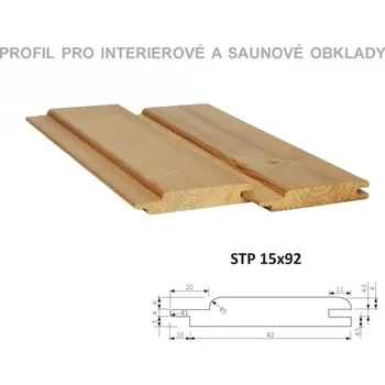 Obklad interiérový a saunový STP 15 x 92 x 3000 mm - THERMOWOOD