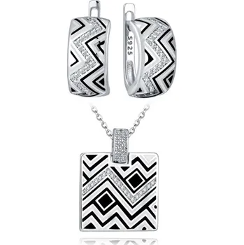 Souprava šperků Luxusní stříbrná souprava se smaltem a zirkony STRS0432F + dárek zdarma