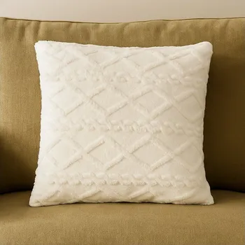 Dekorativní polštářek Mikroplyšový polštářek, vzorovaný - Smetanový 45x45 cm
