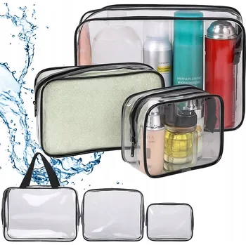 Kosmetická taška SADA 3 PRŮHLEDNÝCH KOSMETICKÝCH TAŠTIČEK CESTOVNÍ ORGANIZÉR KOSMETICKÁ TAŠKA 3 KS