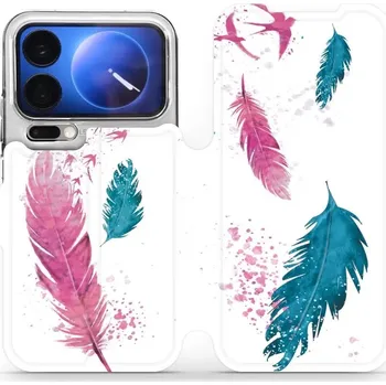 Pouzdro na mobilní telefon Flipové pouzdro Mobiwear - Xiaomi 17 Pro - MR08S Pírka (Knížkové flip pouzdro, obal, kryt na mobil Xiaomi 17 Pro - MR08S Pírka, materiál Umělá kůže + TPU - ochrana 360°, stojánek, silikonová vanička, magnetické zavírání)