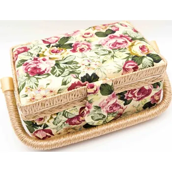 Úložný box Textilní kazeta na šicí potřeby - velké květy - rozměry 25 cm x 15 cm x 9 cm