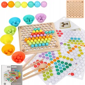 Dřevěná hračka DŘEVĚNÝ TŘÍDIČ PRO DĚTI Montessori Senzorická Hračka Kuličky