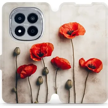 Pouzdro na mobilní telefon Flipové pouzdro Mobiwear - Xiaomi Redmi Note 15 Pro 5G - VP42S Vlčí máky (Knížkové flip pouzdro, obal, kryt na mobil Xiaomi Redmi Note 15 Pro 5G - VP42S Vlčí máky, materiál Umělá kůže + TPU - ochrana 360°, stojánek, silikonová vanička, magnetické zavírání