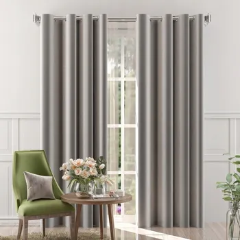 Obraz Moderní závěs na kroužky, velurový, světle šedý, 140x250 cm Moradi