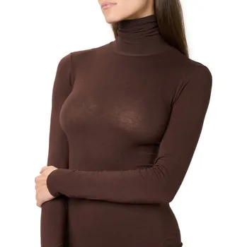 NOVODONIA, Dámský rolák s dlouhým rukávem modal s kašmírem hnědá velikost oblečení XL