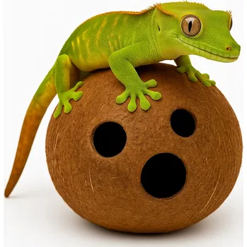 Teraristika Přírodní kokos se třemi otvory - úkryt do terária pro plazy