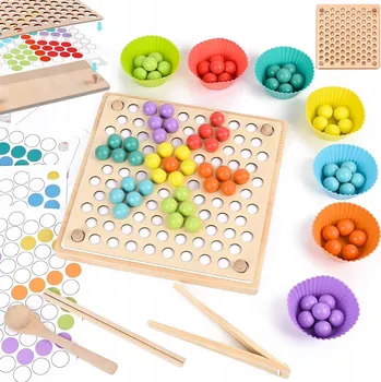 Dřevěná hračka DŘEVĚNÁ LOGARITMICKÁ TABULKA MONTESSORI SKLÁDAČKA TŘÍDIČ MOZAIKA