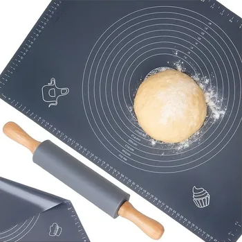 Kuchyňský vál SILIKONOVÝ VÁL PROTISKLUZOVÁ velká + VÁLEČEK OTOČNÝ SADA do kuchyně