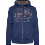 KAM mikina pánská KBS 7087 s kožíškem nadměrné velikosti 3XL modrá