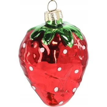 Vánoční ozdoba SKLENĚNÁ VÁNOČNÍ KOULE - JAHODA 9 CM