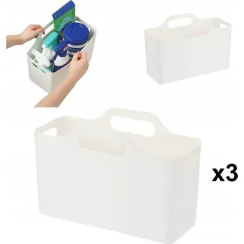 Úložný box Domácí organizér bílý koupelnový kuchyňský kontejner miska SADA x3