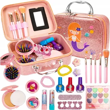 dětské šminky a malovátka KUFŘÍK S KOSMETIKOU MOŘSKÁ PANNA – SADA NA LÍČENÍ A NEHTY PRO DĚTI