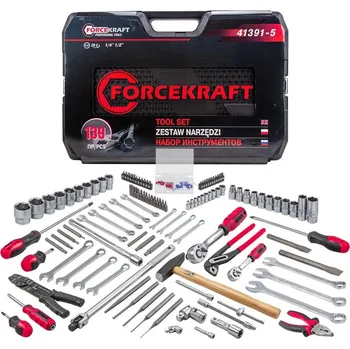 Gola sada FORCEKRAFT Sada nářadí 139 ks, bity, nástrčné hlavice 1/4" a 1/2", ráčna a klíče v kufříku
