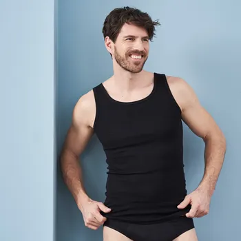 Pánské termoprádlo LIVING CRAFTS JOSEPH BIO Tílko black / grey / navy / natural S-XXL (100%) 100% GOTS Bio bavlna Černá M