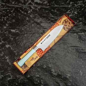 Kuchyňský nůž SATAKE Macaron Blue 17cm - nůž Santoku z nerezové oceli