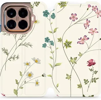 Pouzdro na mobilní telefon Flipové pouzdro Mobiwear - Xiaomi 15T Pro - MD03S Tenké rostlinky s květy (Knížkové flip pouzdro, obal, kryt na mobil Xiaomi 15T Pro - MD03S Tenké rostlinky s květy, materiál Umělá kůže + TPU - ochrana 360°, stojánek, silikonová vanička, magnetické zavírá