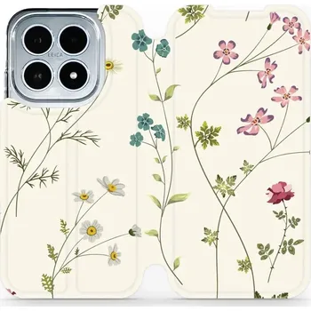 Pouzdro na mobilní telefon Flipové pouzdro Mobiwear - Xiaomi 17 - MD03S Tenké rostlinky s květy (Knížkové flip pouzdro, obal, kryt na mobil Xiaomi 17 - MD03S Tenké rostlinky s květy, materiál Umělá kůže + TPU - ochrana 360°, stojánek, silikonová vanička, magnetické zavírání)