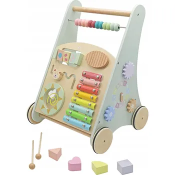 Dětské chodítko Dřevěné Edukační Chodítko Montessori – Interaktivní Odrážedlo pro Děti od 12 měsíců