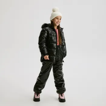 Dívčí kalhoty Reserved - Zateplené kalhoty s kšandami - černý - 264EX-99X - 264EX-99X-116