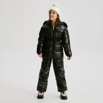 Dívčí bunda Reserved - Prošívaný kabát s páskem - černý - 263EX-99X - 263EX-99X-128