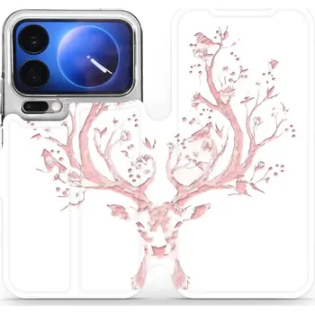 Pouzdro na mobilní telefon Flipové pouzdro Mobiwear - Xiaomi 17 Pro - M007S Růžový jelínek (Knížkové flip pouzdro, obal, kryt na mobil Xiaomi 17 Pro - M007S Růžový jelínek, materiál Umělá kůže + TPU - ochrana 360°, stojánek, silikonová vanička, magnetické zavírání)