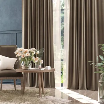 Obraz Moderní závěs na kroužcích, velurový, hnědý, 140x250 cm Moradi