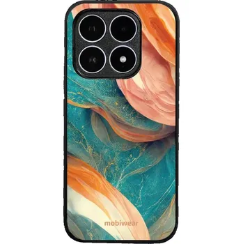 Pouzdro na mobilní telefon Lesklý kryt Mobiwear Glossy - Xiaomi 17 - G025G - Azurový a oranžový mramor (Prémiové lesklé pouzdro, obal, kryt Mobiwear Glossy na mobil Xiaomi 17 - G025G - Azurový a oranžový mramor, materiál Plast + TPU silikon - krytí po všech stranách, neošoupatelný)