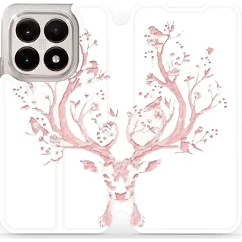 Pouzdro na mobilní telefon Flipové pouzdro Mobiwear - Xiaomi 15T - M007S Růžový jelínek (Knížkové flip pouzdro, obal, kryt na mobil Xiaomi 15T - M007S Růžový jelínek, materiál Umělá kůže + TPU - ochrana 360°, stojánek, silikonová vanička, magnetické zavírání)