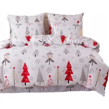Povlečení Povlečení Červené vánoční stromky - bílé - 140x200